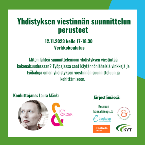 Yhdistyksen viestinnän suunnittelun perusteet -verkkokoulutus