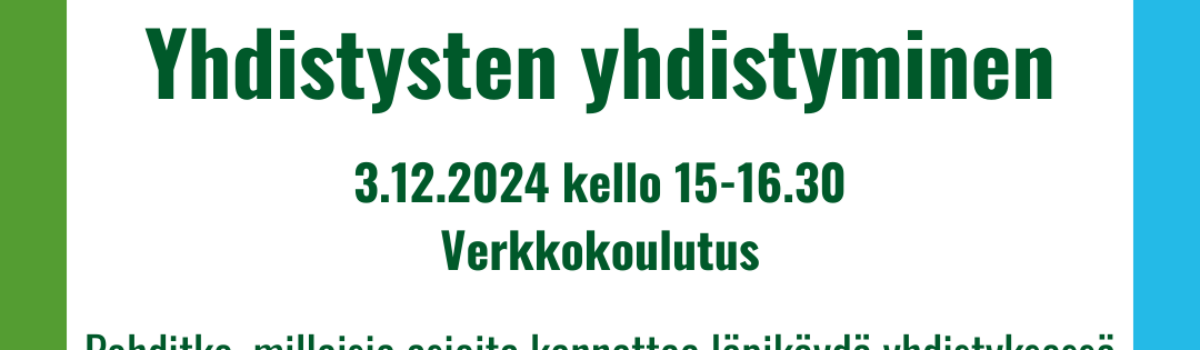 Yhdistysten yhdistyminen -verkkokoulutus