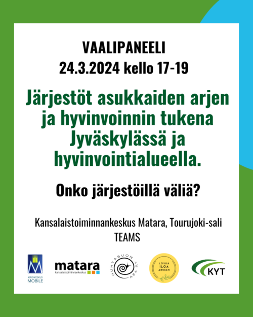 Järjestöt asukkaiden arjen ja hyvinvoinnin tukena Jyväskylässä ja hyvinvointialueella.